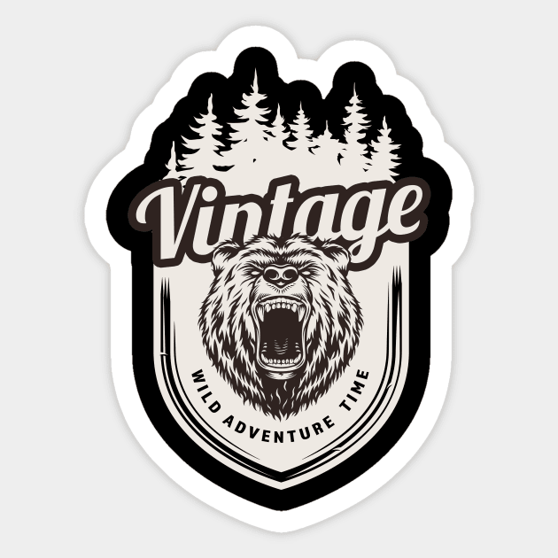 Vintage Bear Adventure Sticker by Imutobi